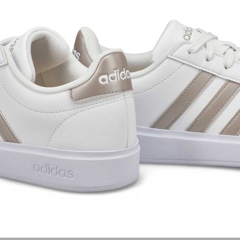 Adidas Grand Court White and Platin Metallic Sneakers (8) - Picture 2 of 10
